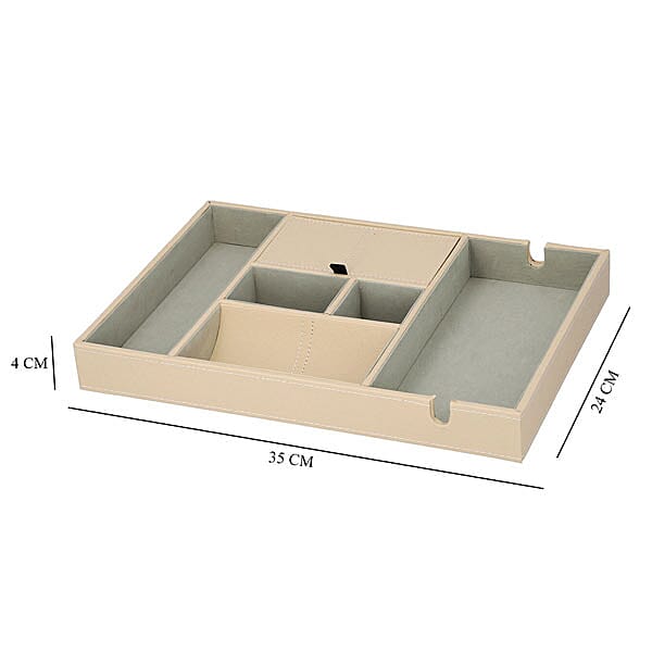 6 Section Portable Mutipurpose Organiser (Size 35x24x4Cm) - Beige