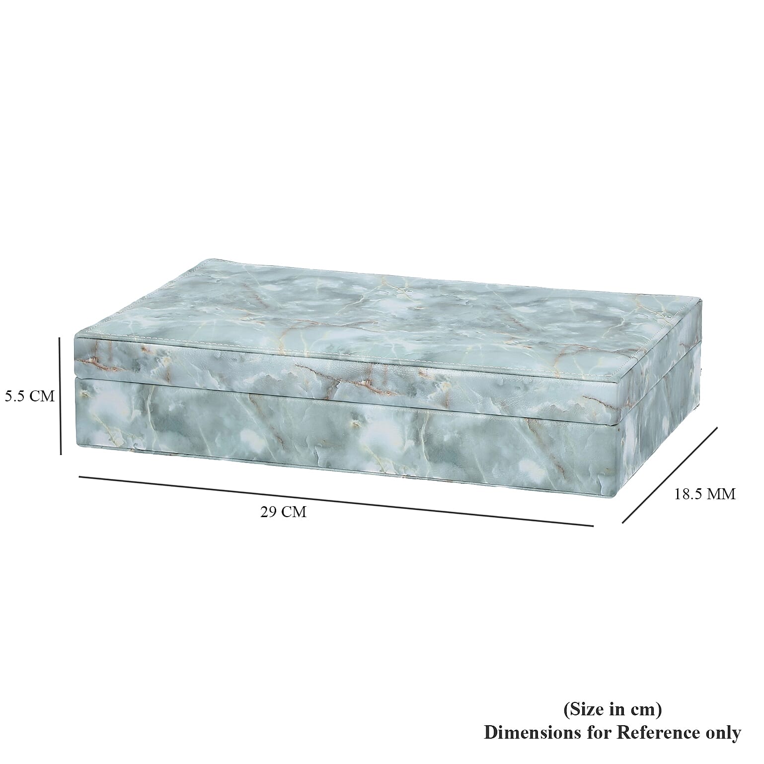 Stylish and Portable Marble Pattern Jewellery Box (Size 29x18.5x5.5Cm) - Mint