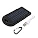 5000 mah Power Bank in Solar Panel and Mountaineering Buckle with USB Cable (Size:15x7.5Cm) - Black