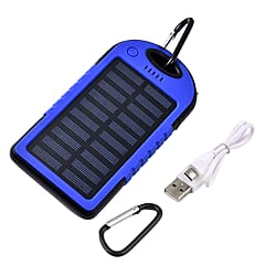 5000 mah Power Bank in Solar Panel and Mountaineering Buckle with USB Cable (Size:15x7.5Cm) - Black