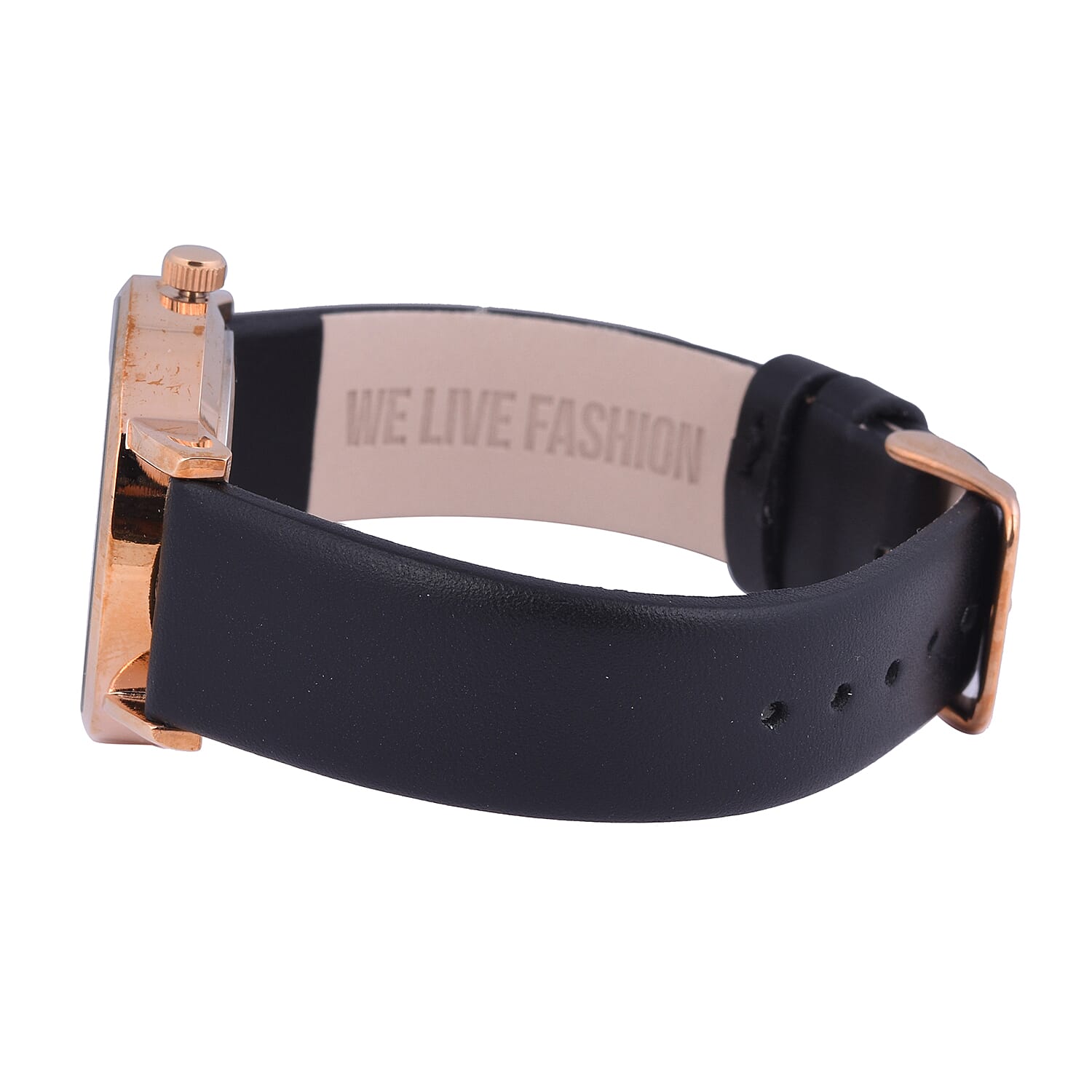 Limited Edition Daisy Dixon Sienna Adjustable Bracelet (Size 7.5) and Watch Set with Floral Black Dial in Rose Gold Tone