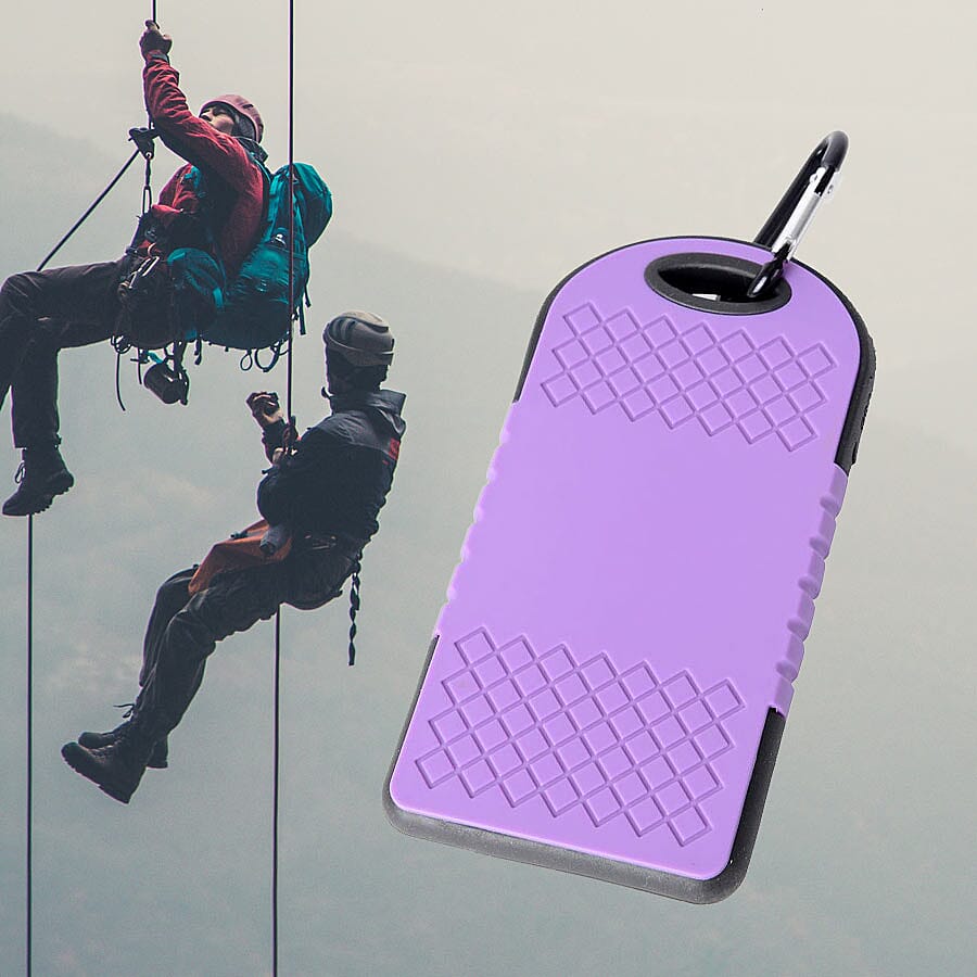 5000 mah Power Bank in Solar Panel and Mountaineering Buckle with USB Cable (Size:15x7.5Cm) - Purple and Black