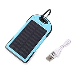 5000 mah Power Bank in Solar Panel and Mountaineering Buckle with USB Cable (Size:15x7.5Cm) - Black