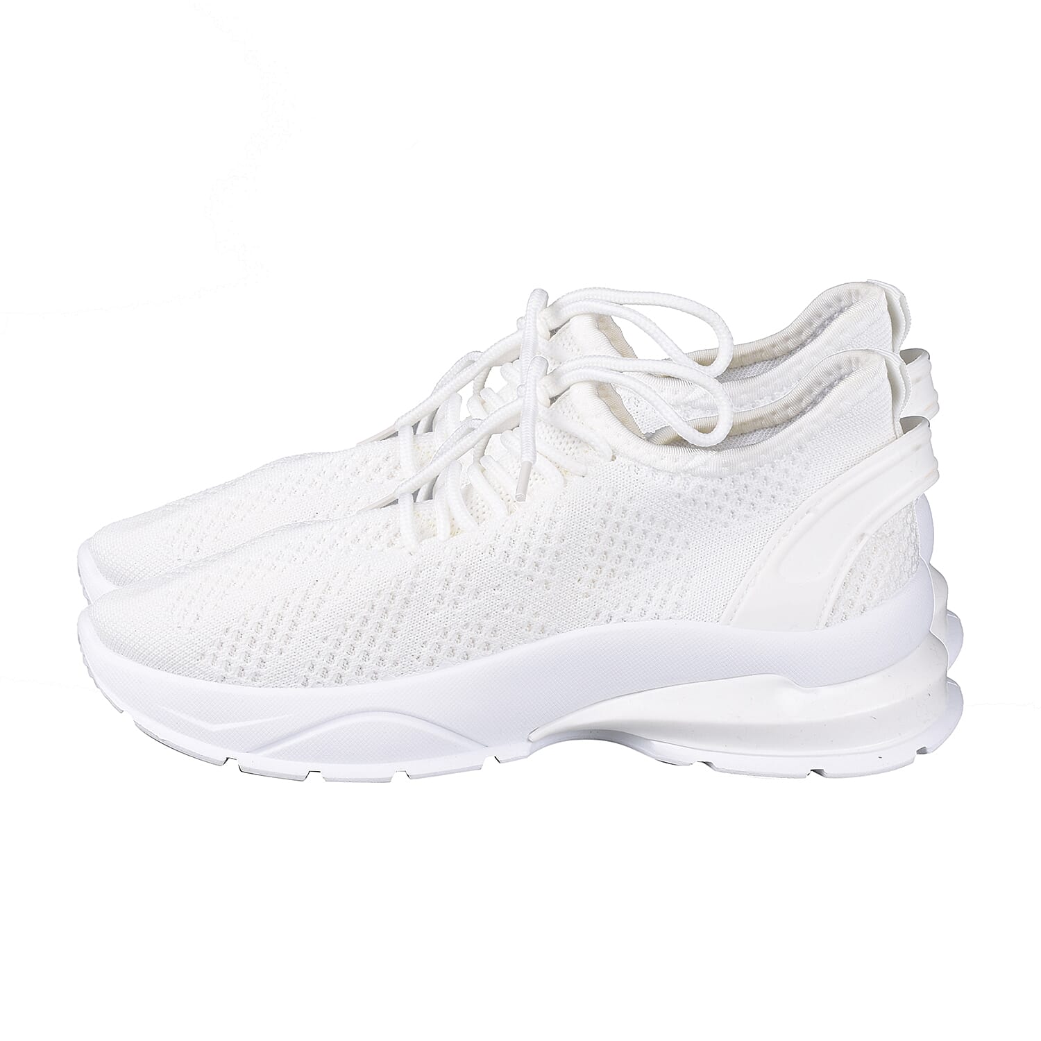 Lace-Up Knit White Trainers (Size 3)