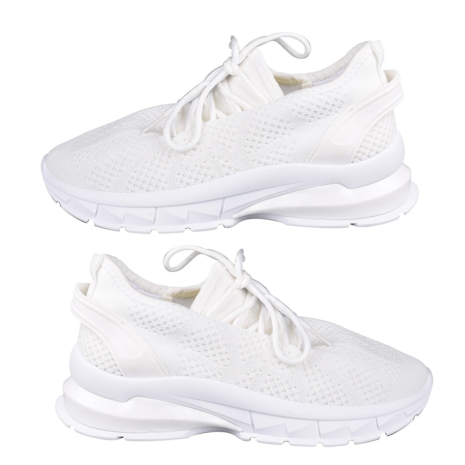 Lace-Up Knit White Trainers (Size 3)