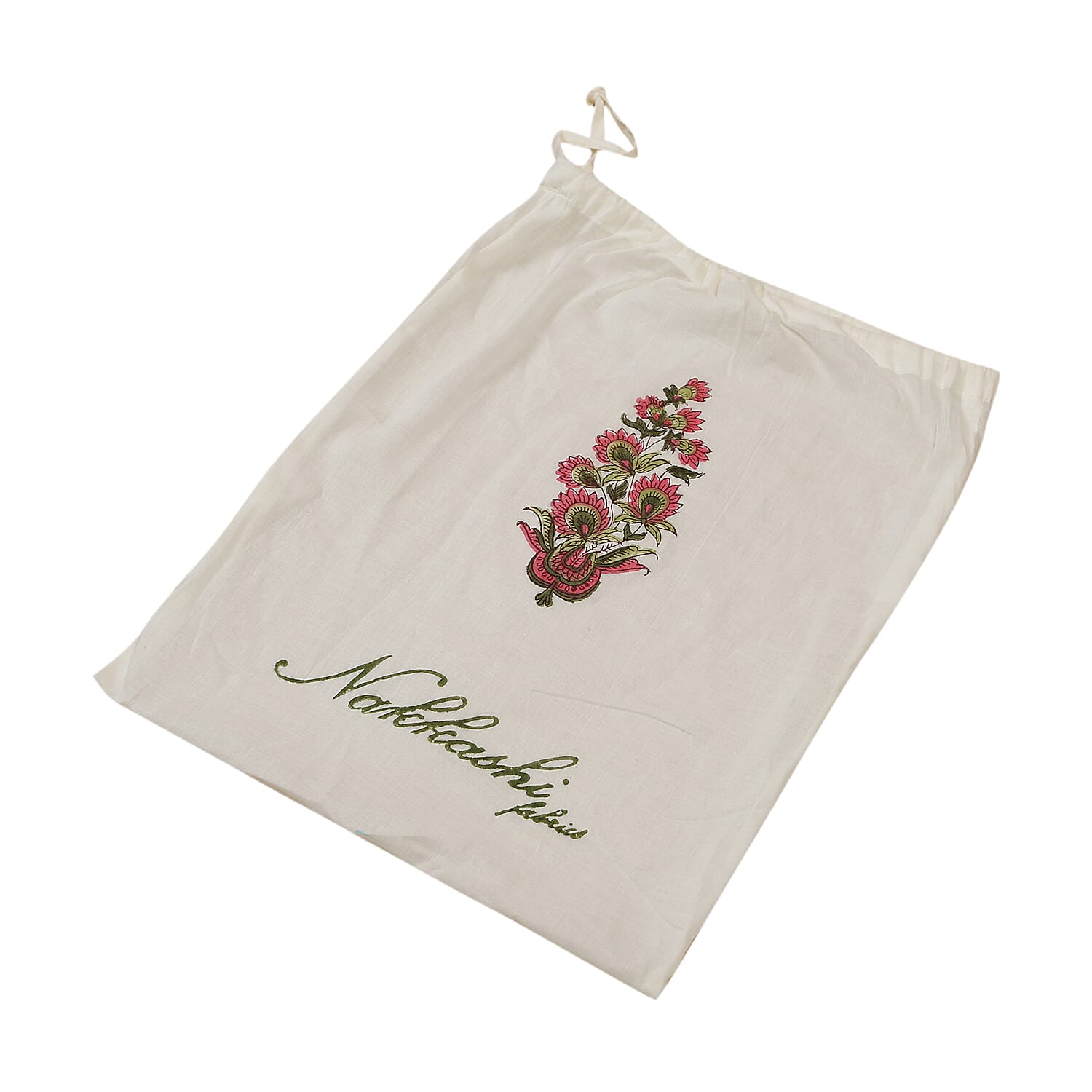 Super Find - 100% Cotton Reversible Hand Block Floral Motifs Printed Muslin Dohar Summer Blanket (Size 200x200cm) - Off White & Brown