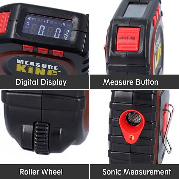 3 in 1 Digital Tape Measure Upto 25 feet (Size 9x9x4 cm) - Black & Red