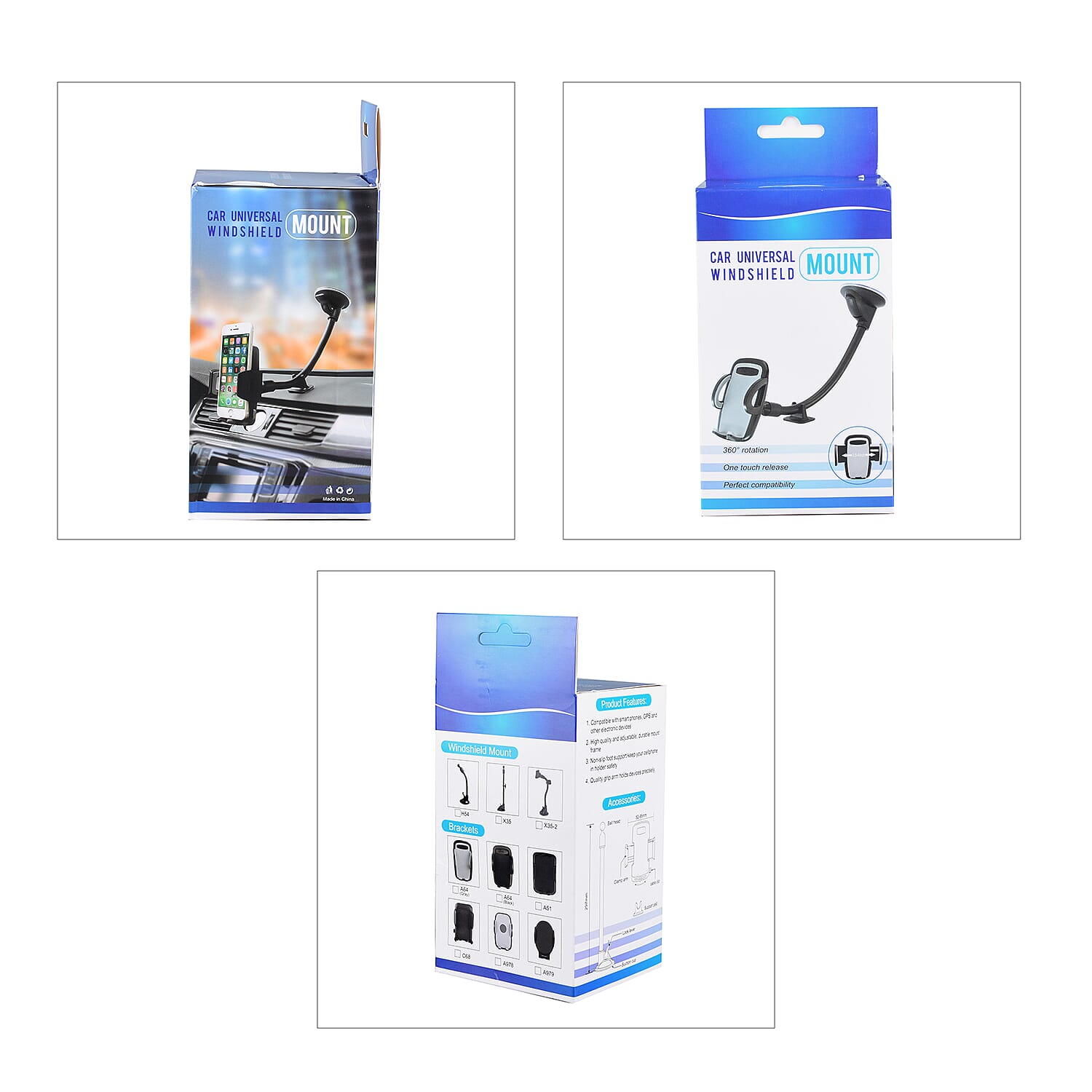 New Arrival Dashboard Windshield Long Arm Car Mount Phone Holder (11x6.5 To 10.5Cm) - Black