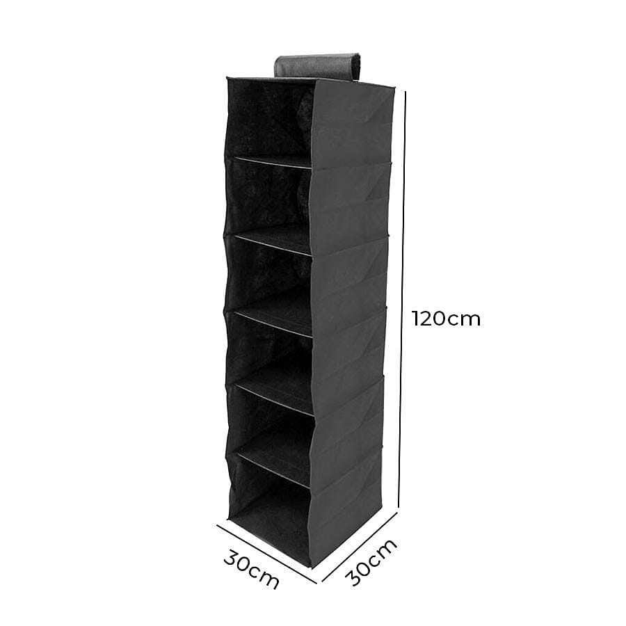 Six Shelf Wardrobe Organiser - Black, Size: (120 x 30 x 30cm)