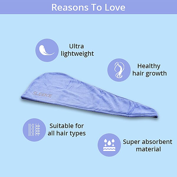 Sleeke Microfibre Hair Wrap (Size 62x25x10Cm) - Baby Blue