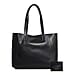 ASSOTS LONDON 2 Piece Set - ADELA Genuine Smooth Leather Tote Bag (31x9.5x26.5cm) & Matching RFID FANN Cardholder (10x8cm) - Black