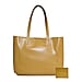 ASSOTS LONDON 2 Piece Set - ADELA Genuine Smooth Leather Tote Bag (31x9.5x26.5cm) & Matching RFID FANN Cardholder (10x8cm) - Mustard