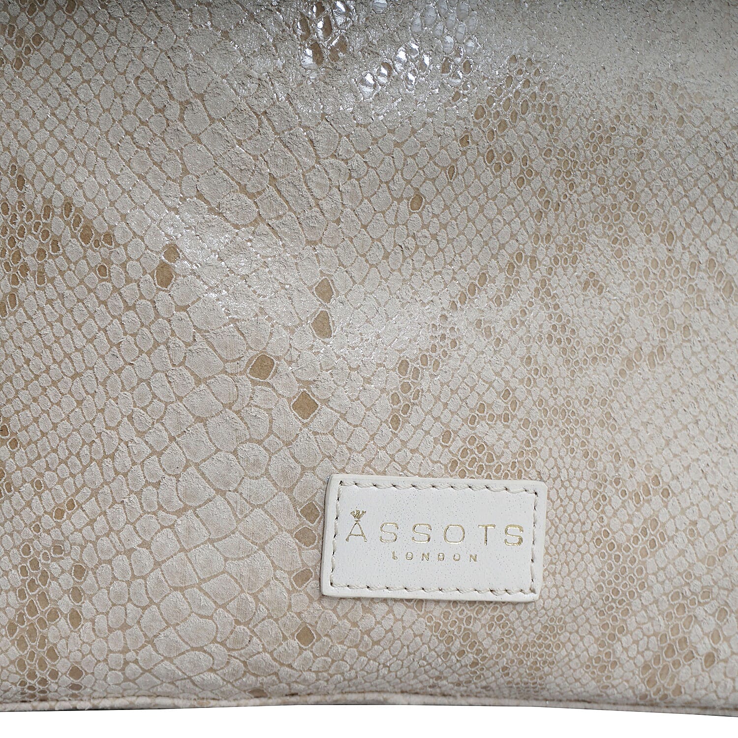 Assots London ESME Genuine Suede Leather Python Print Hobo Bag (Size 34x33x11 Cm) - Cream