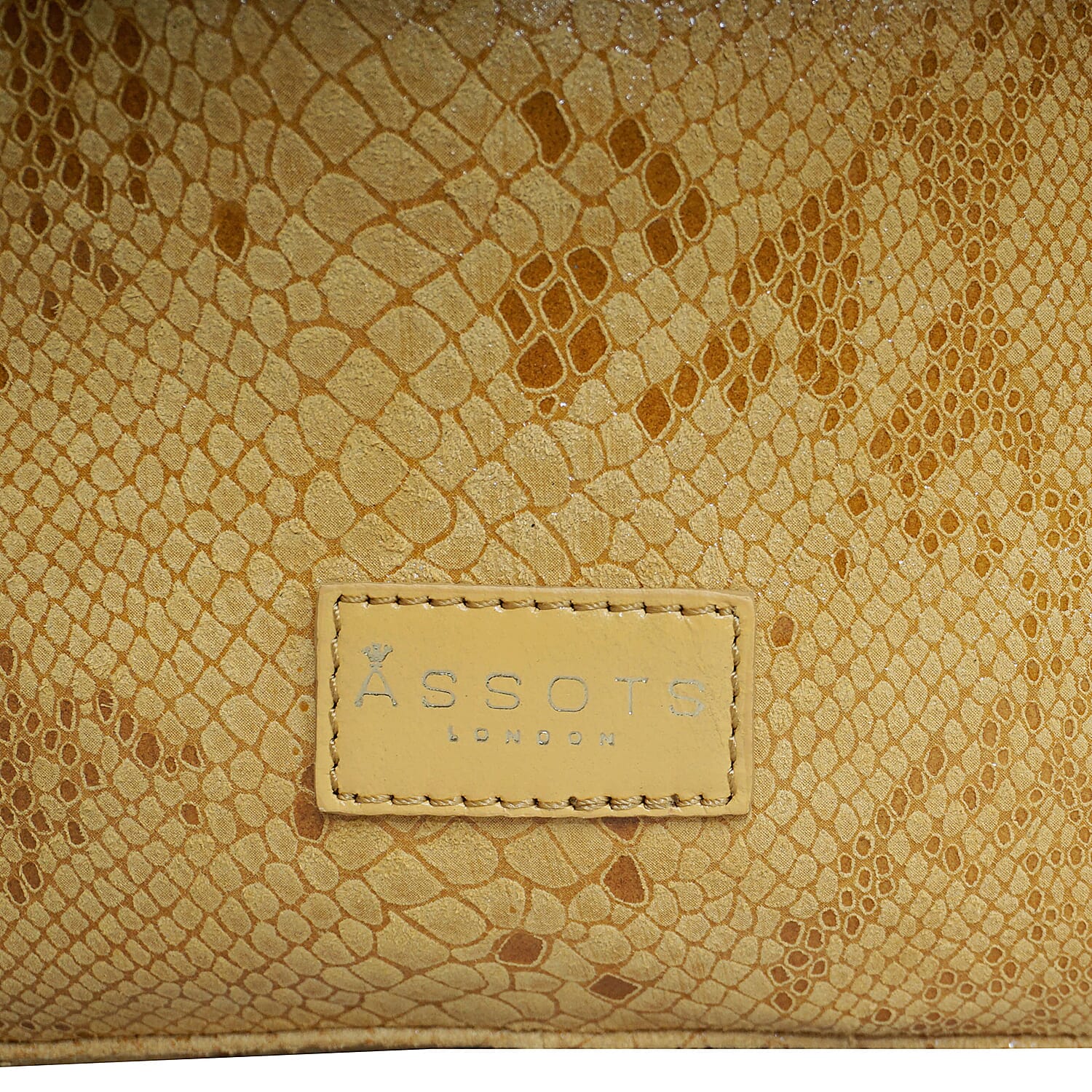 Assots London ESME Genuine Suede Leather Python Print Hobo Bag - Mustard