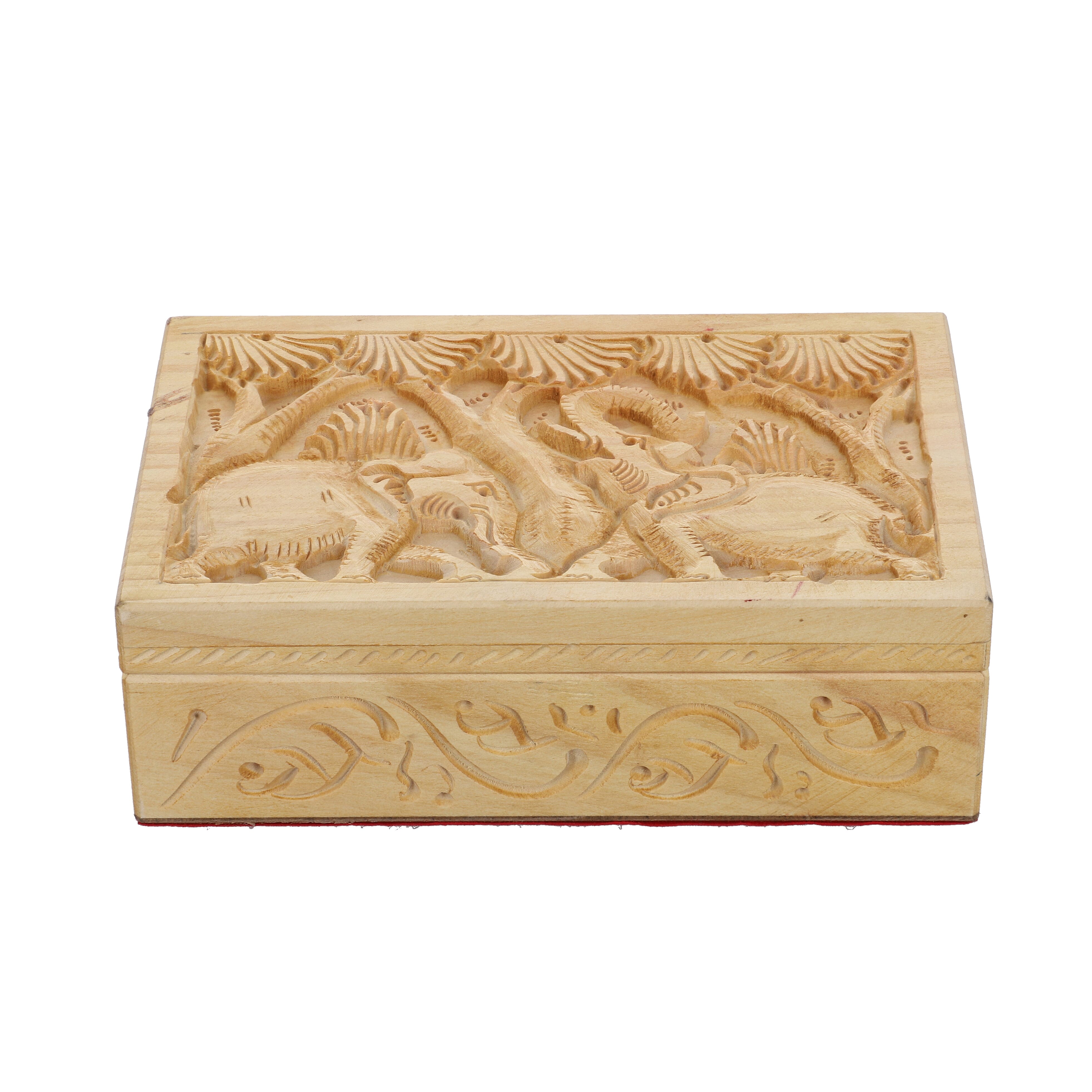 Handmade Owl Pattern Carved Wooden Storage Box (Size 15x10x5Cm)