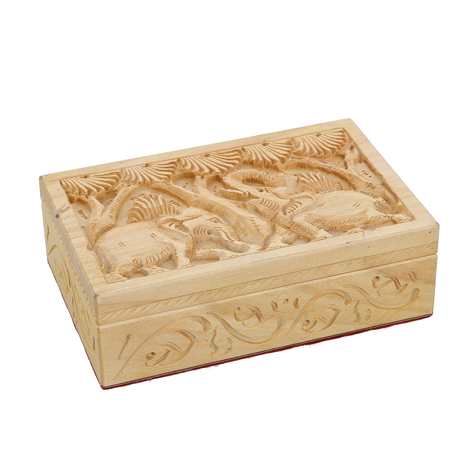 Handmade Owl Pattern Carved Wooden Storage Box (Size 15x10x5Cm)