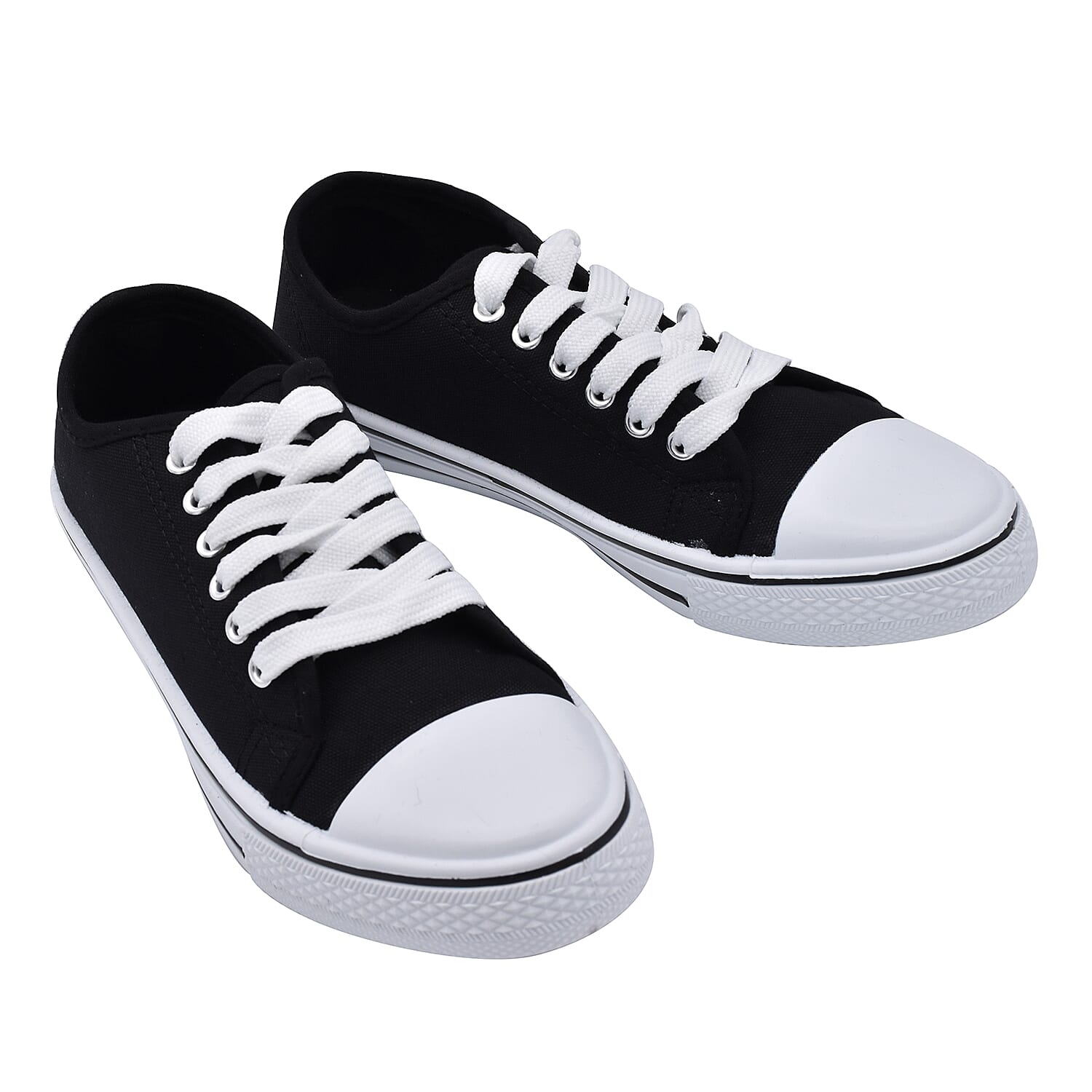 Black Star Canvas Lace Up Trainers (Size 3)