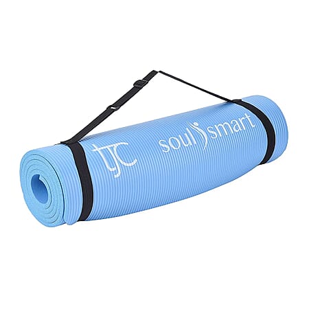 Soul Smart NBR Non-Slip High Density 10MM Travel Yoga Mat with Carrying Strap for Yoga, Pilates and Fitness