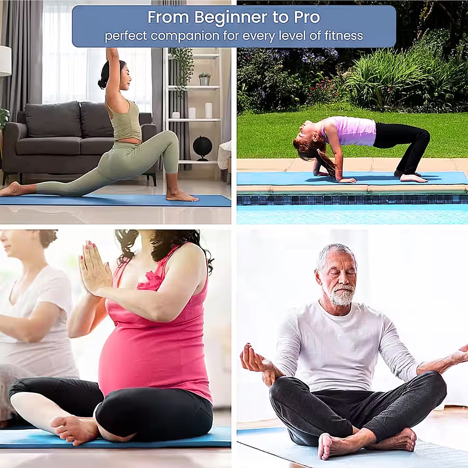 Soul Smart NBR Yoga Mat Non Slip Exercise - Pilates Mat with Carrying Strap (Size 188x61 cm) - Light  Blue