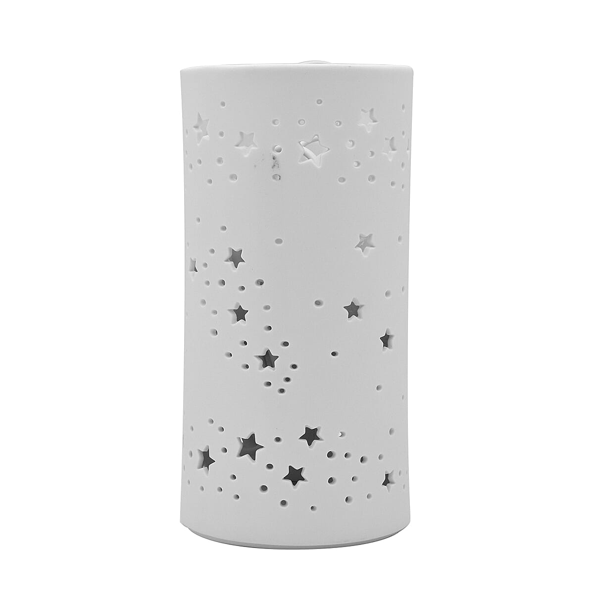 Porcelain Tube-Shape Small Stars Table Lamp in White (20x10cm)