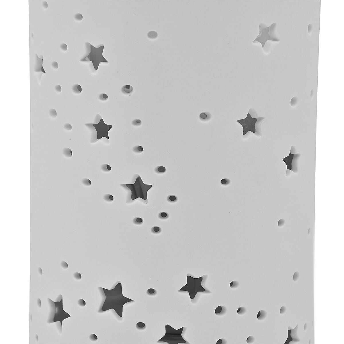 Porcelain Tube-Shape Small Stars Table Lamp in White (20x10cm)