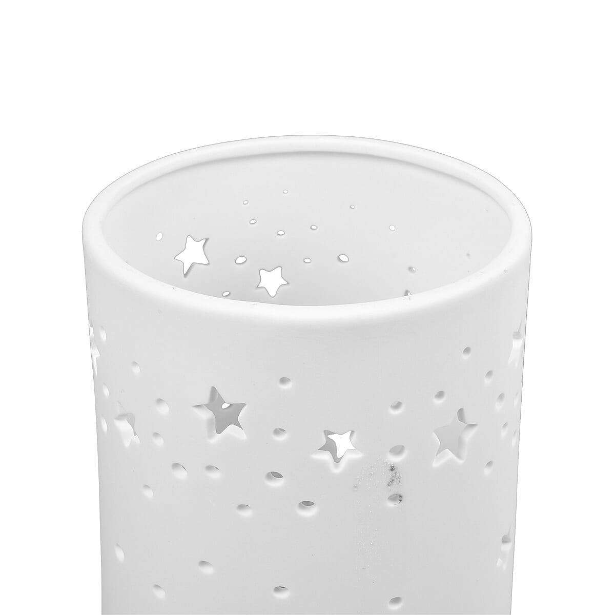 Porcelain Tube-Shape Small Stars Table Lamp in White (20x10cm)