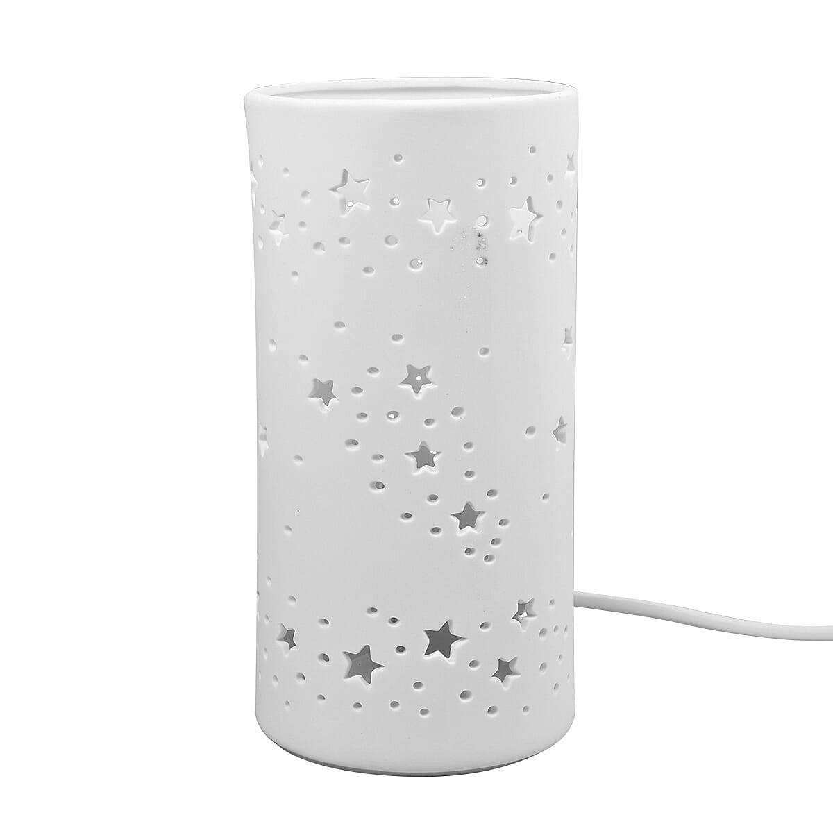 Porcelain Tube-Shape Small Stars Table Lamp in White (20x10cm)
