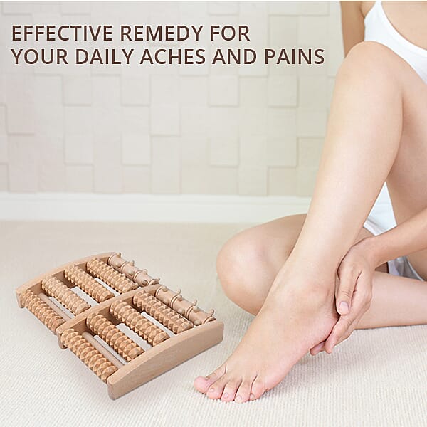 Acupressure Health Wooden Foot Roller (Size 29x21x6Cm)