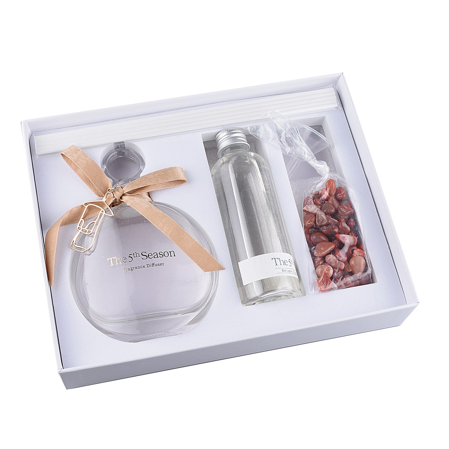 Close Out Deal - The 5th Season Fragrance Bottle with Red Agate and Ribbon 100 ML - Red