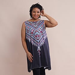 JOVIE Embroidered Pattern Sleeveless A-Line Tunic - Black