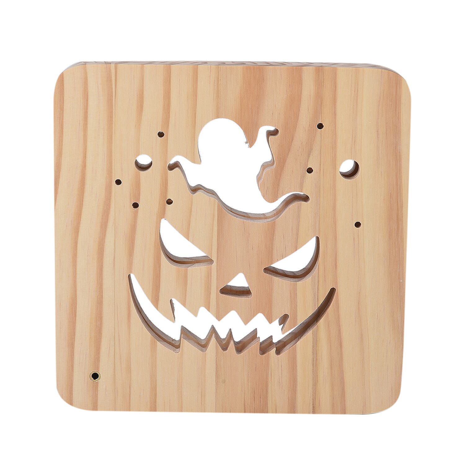 3D Wooden LED Light Halloween Pattern with USB Port (Size: 19x19x3cm)