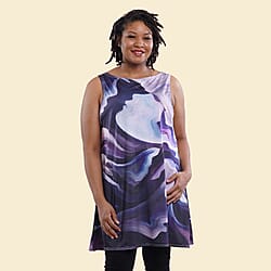 Monster Deal- JOVIE Wave Pattern Sleeveless A-Line Women Tunic Purple