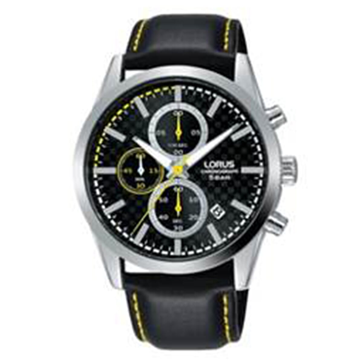 Lorus Mens Dress Chronograph Black Leather Strap Watch