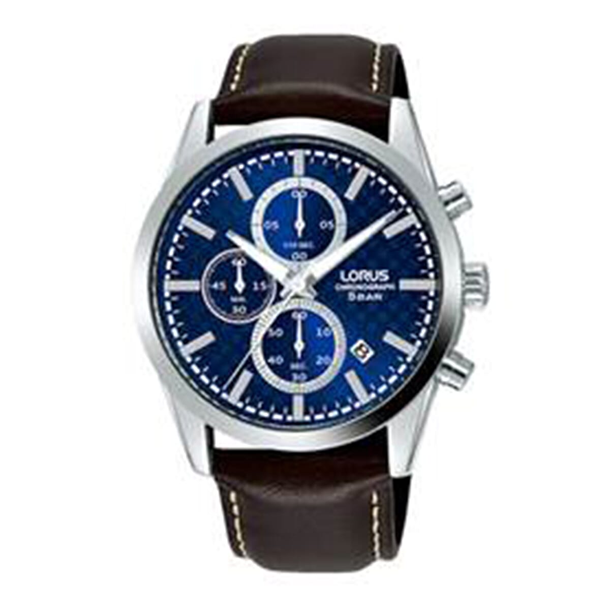 Lorus Mens Dress Chronograph Brown Leather Strap Watch