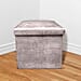 Lesser and Pavey Velvet Folding Storage Ottoman Box in Ash Grey (Size 35x35x37 cm)
