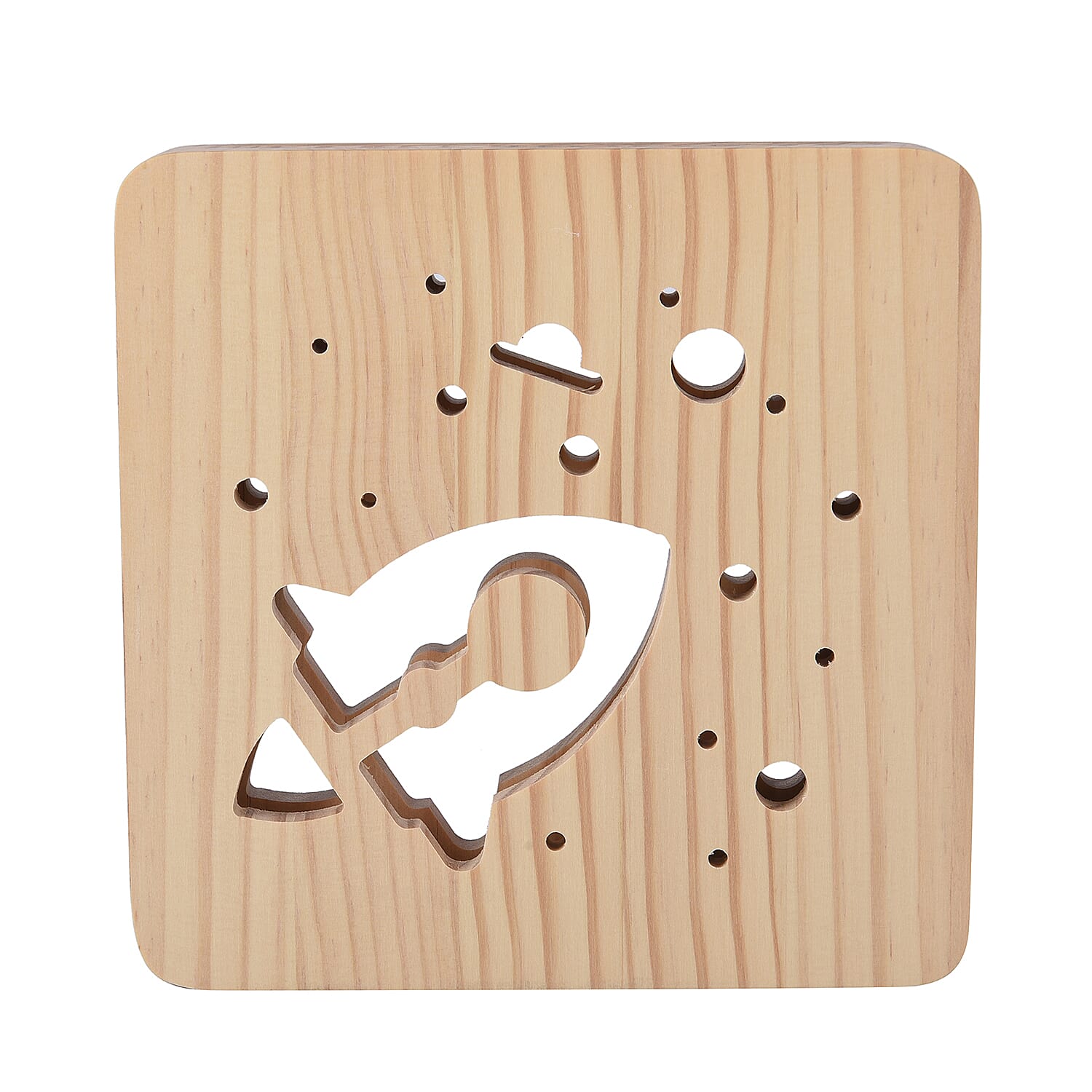 3D Wooden LED Light Ship Pattern with USB Port (Size: 19x19x3cm)