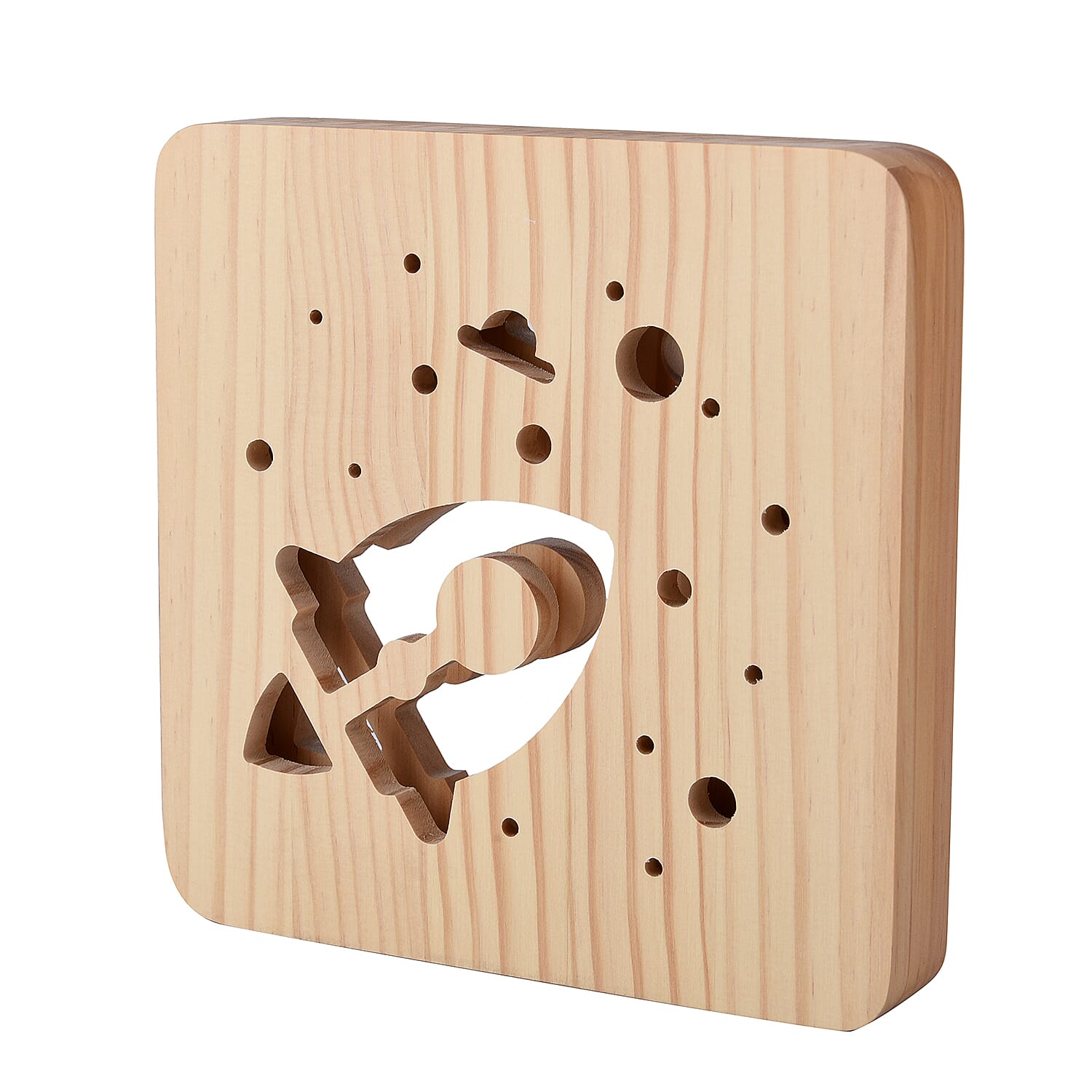 3D Wooden LED Light Ship Pattern with USB Port (Size: 19x19x3cm)