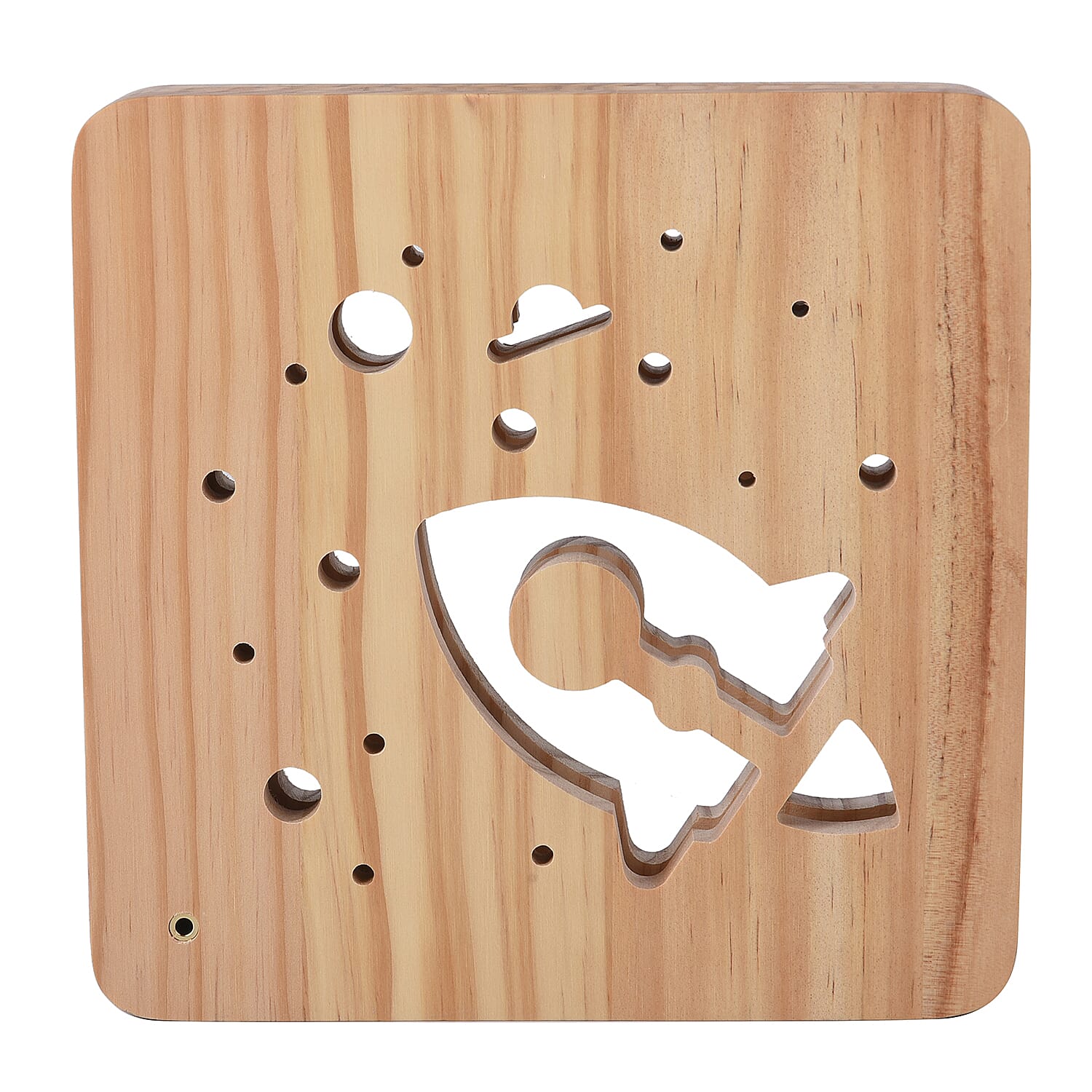 3D Wooden LED Light Ship Pattern with USB Port (Size: 19x19x3cm)