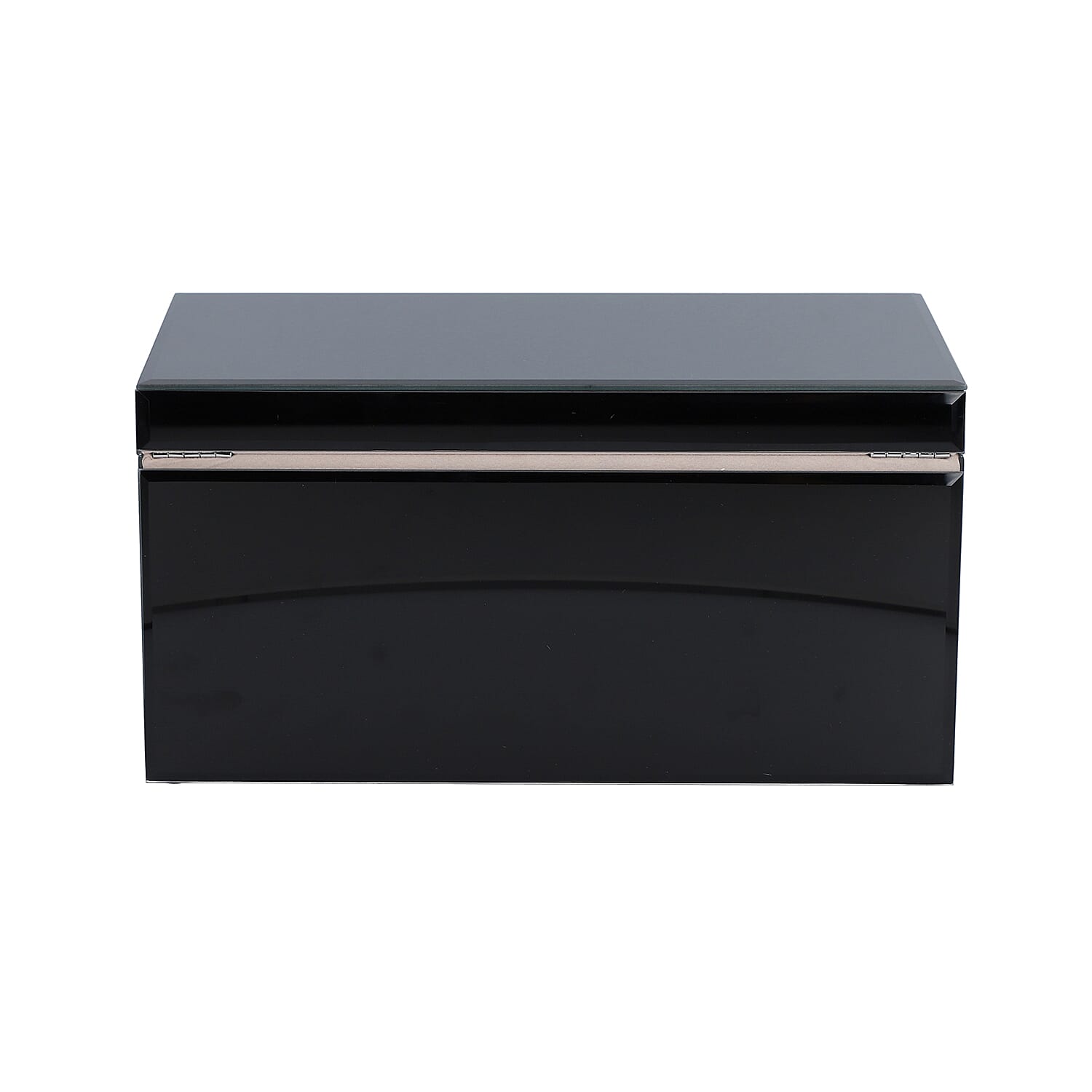 3 Layer Glass Mirrored Jewellery Box with three Drawer and Velvet Inner Lining (Size 31x17x16cm) - Black