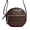 ASSOTS LONDON JANE Genuine Leather Round Croc Crossbody Bag (Size 19x19x6cm) - Tan