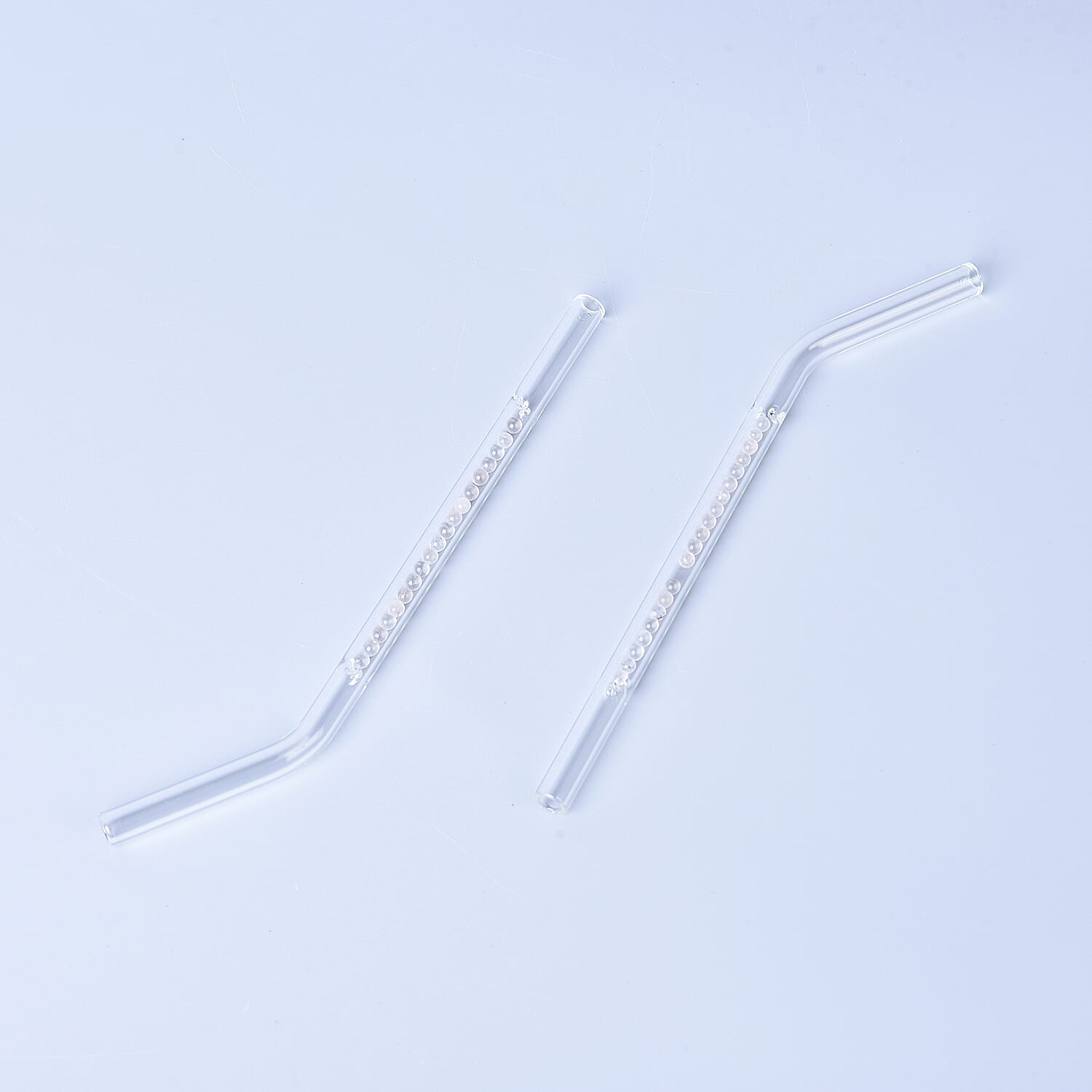 Set of 2 - Clear Quartz and Natural Gem Crystal Drinking Straw with Gift Box (Size 18, 2.9x0.35inch)