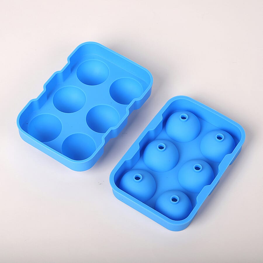 Set of 2 - Ice Ball Moulds with Cover (Size 12x17.5x5cm) - Blue & Red