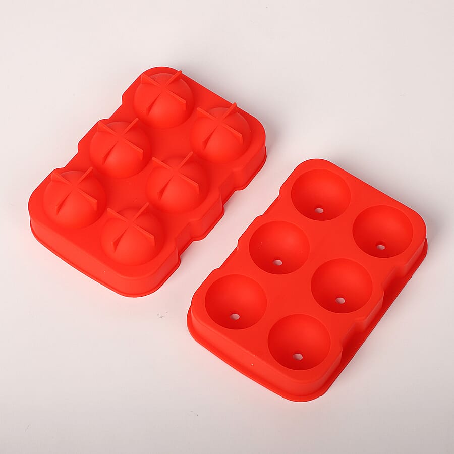 Set of 2 - Ice Ball Moulds with Cover (Size 12x17.5x5cm) - Blue & Red