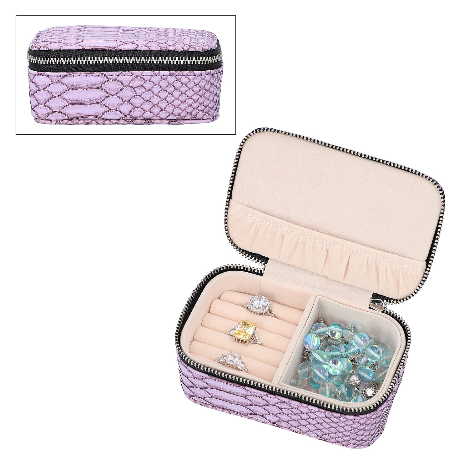 Dragon Skin Pattern Mini Pocket Jewellery Box (Size 13x8x5cm) - Purple