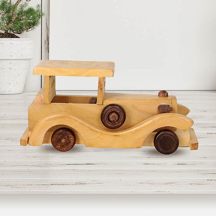 Handcrafted Wooden Vintage Car Toy (Size 20x9Cm)