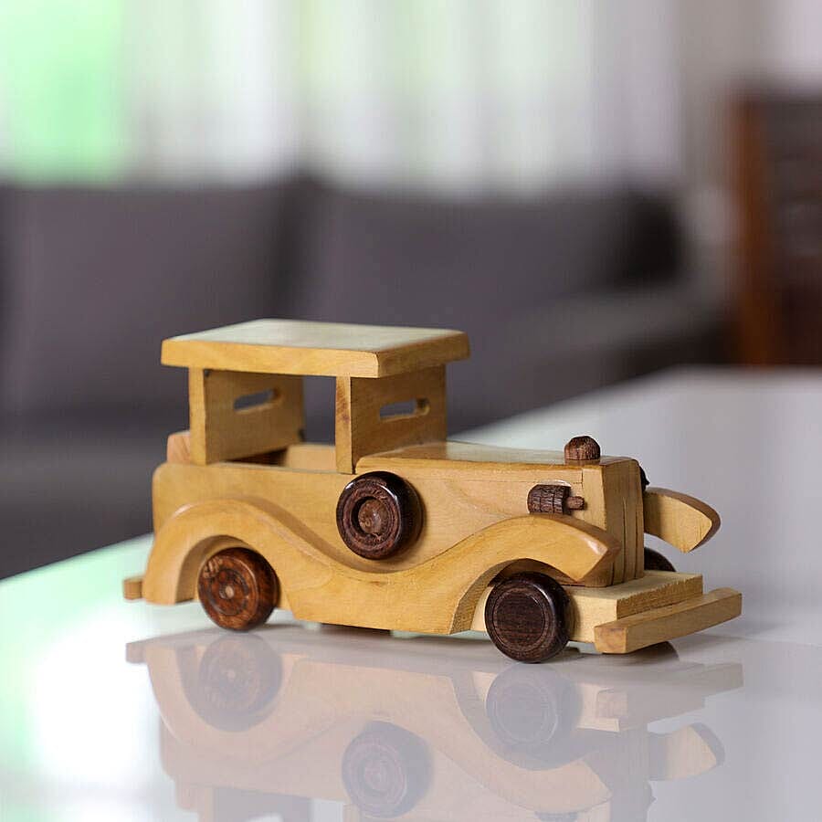 Handcrafted Wooden Vintage Car Toy (Size 20x9Cm)