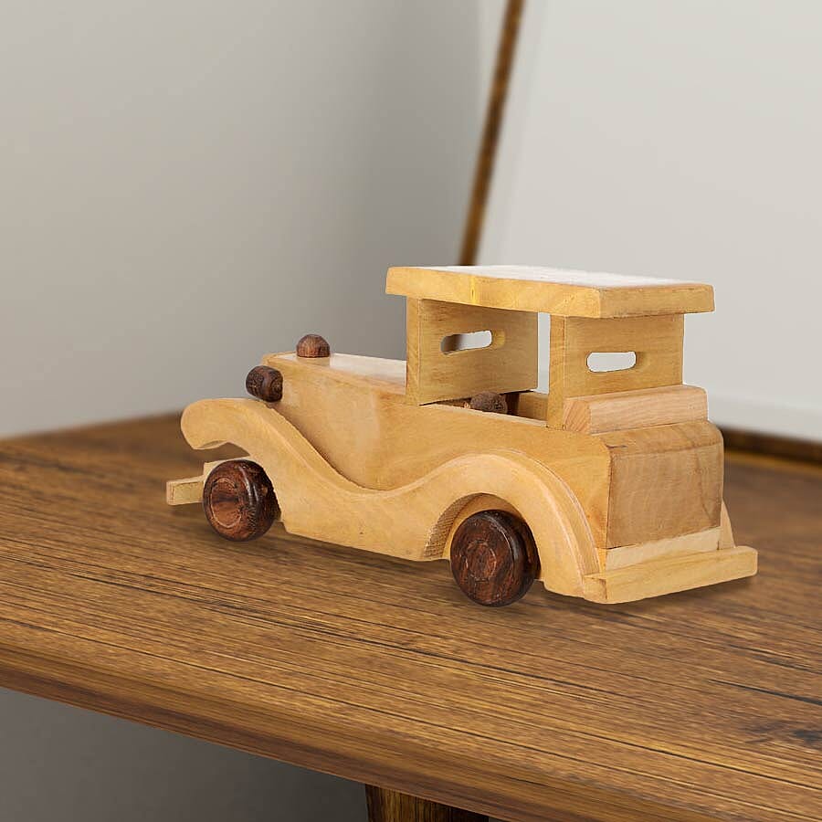 Handcrafted Wooden Vintage Car Toy (Size 20x9Cm)