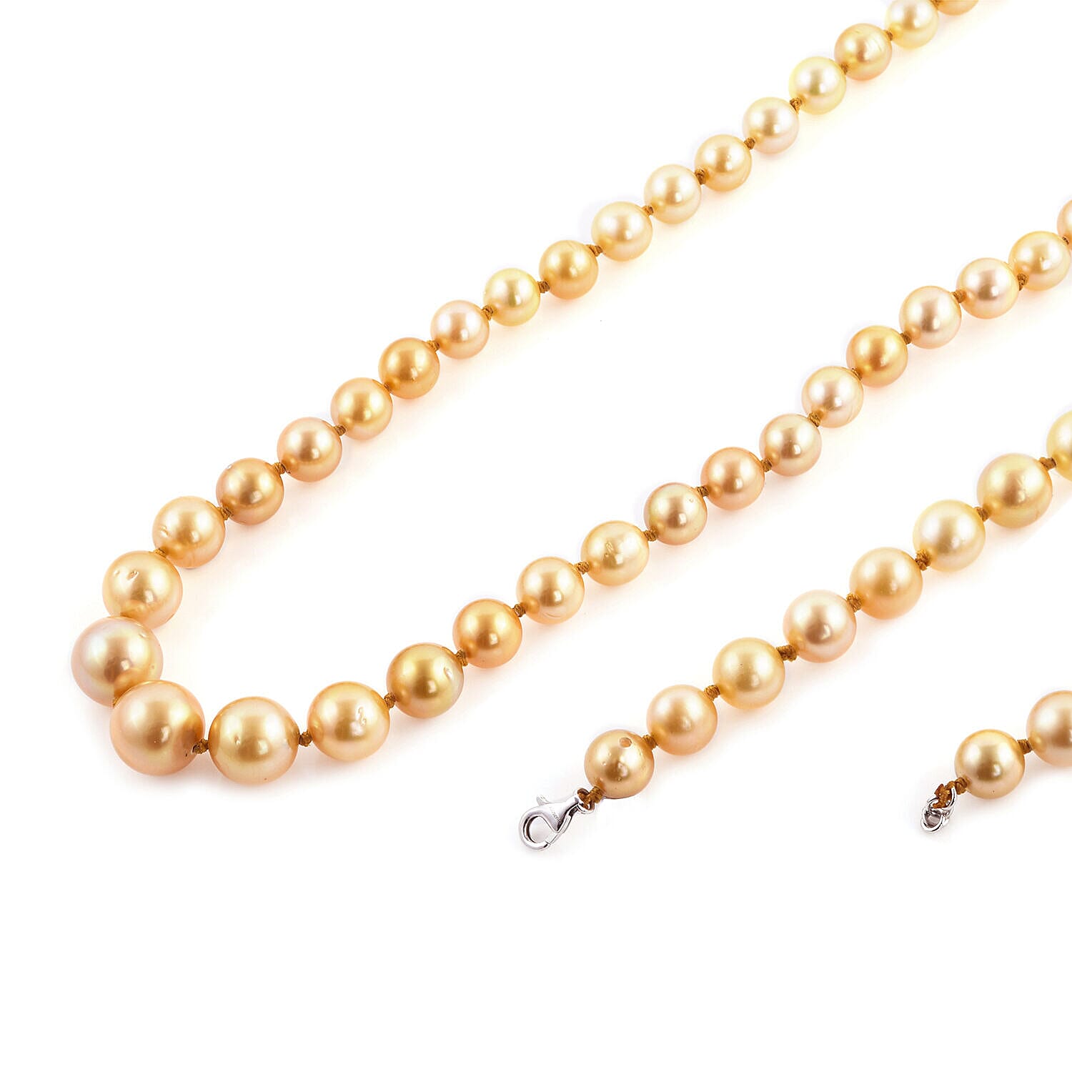 Collectors Edition- RHAPSODY 950 Platinum AAAA Golden South Sea Pearl Necklace (Size 20) with Lobster Clasp