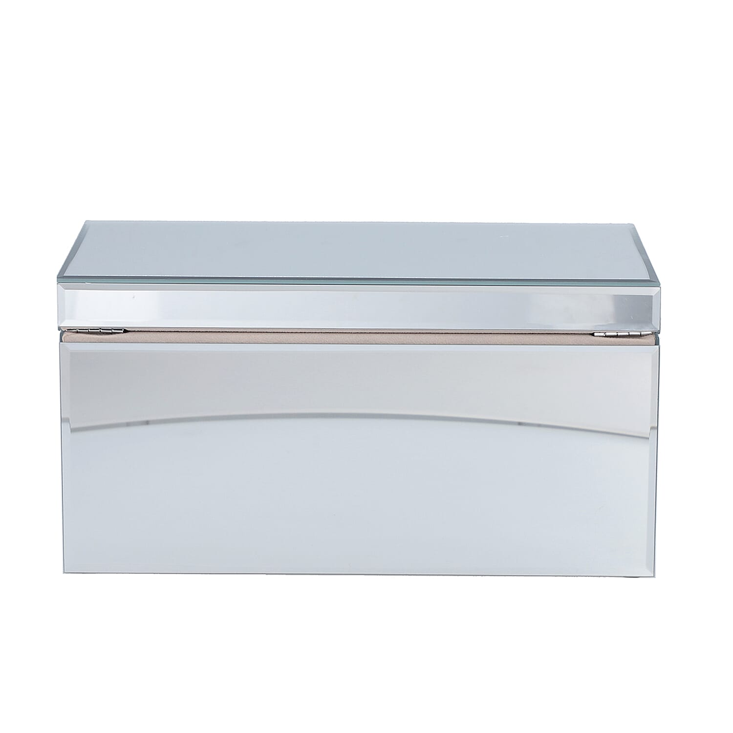 3 Layer Glass Mirrored Jewellery Box with Three Drawer and Velvet Inner Lining (Size 31x17x16cm) - Silver