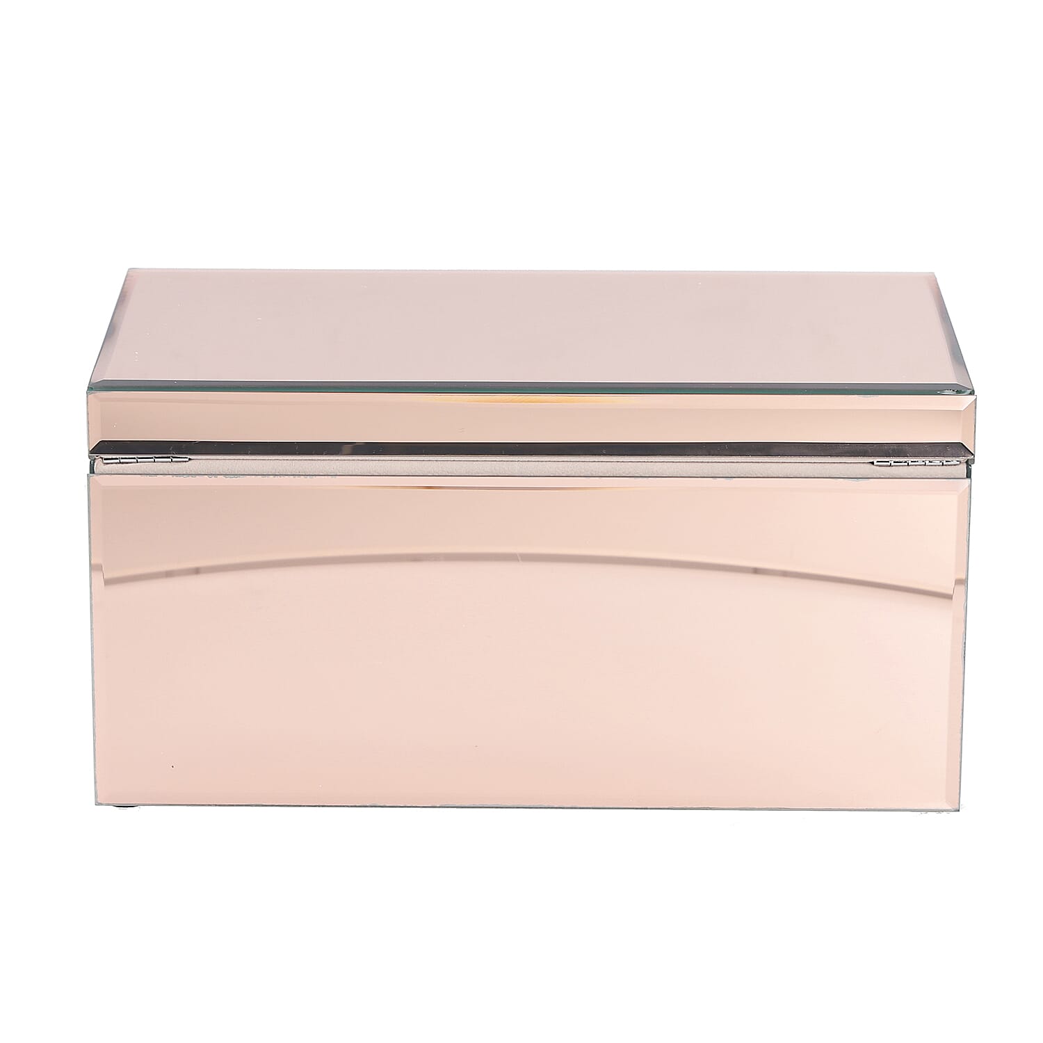 3 Layer Glass Mirrored Jewellery Box with three Drawer and Velvet Inner Lining (Size 31x17x16cm) - Rose Gold